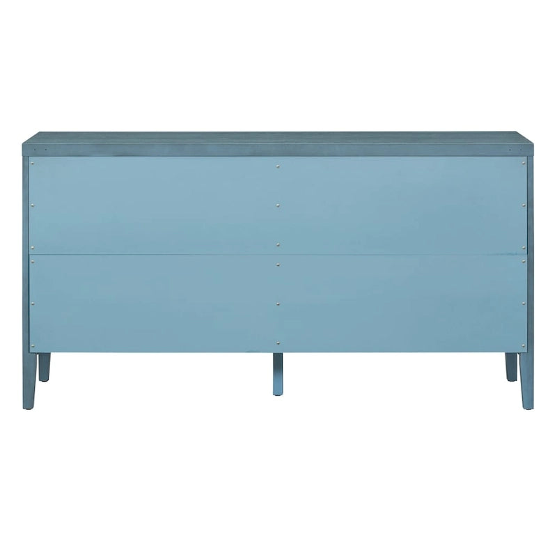 4-Door Retro Sideboard with Circular Groove Design and Round Metal Handles