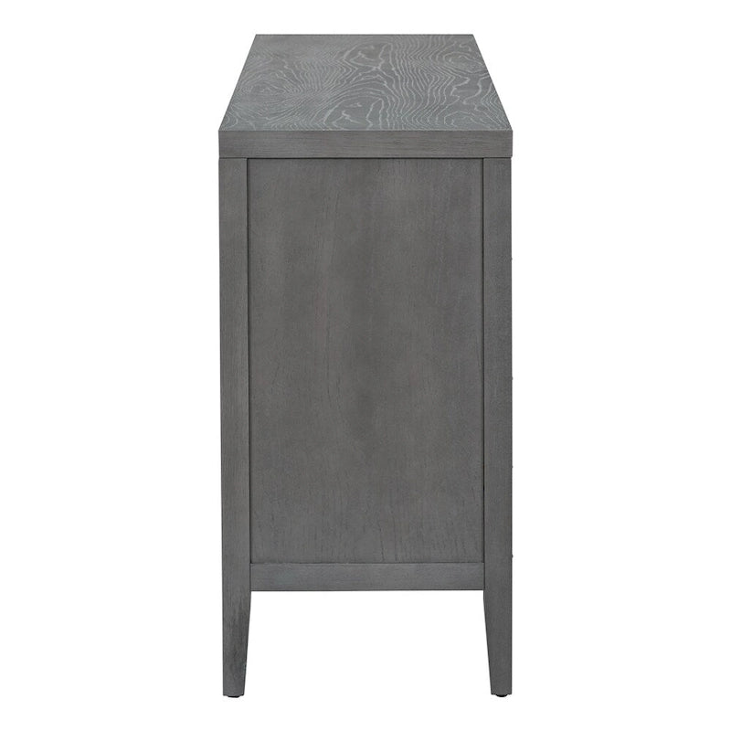 4-Door Retro Sideboard with Circular Groove Design and Round Metal Handles