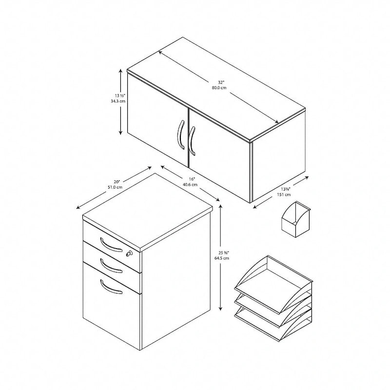 Storage Cabinet with 3-Drawer Mobile File Cabinet and Desk Organizers
