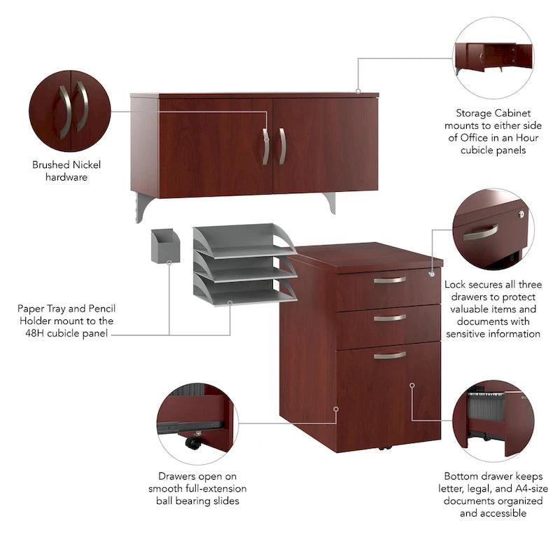 Storage Cabinet with 3-Drawer Mobile File Cabinet and Desk Organizers