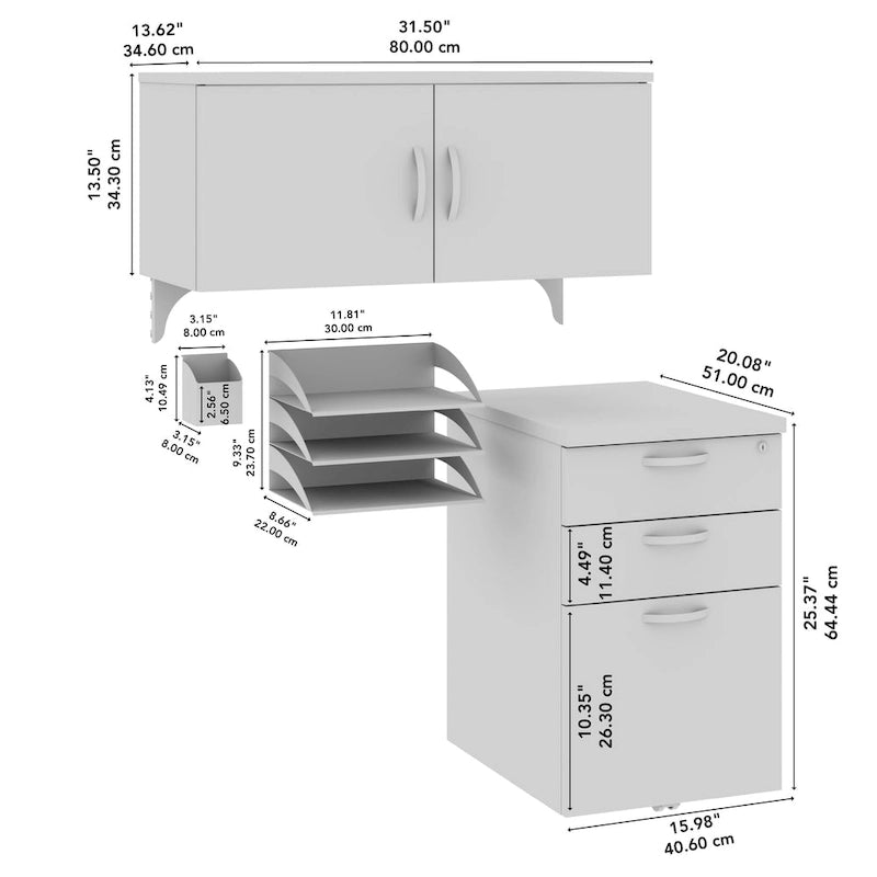 Storage Cabinet with 3-Drawer Mobile File Cabinet and Desk Organizers