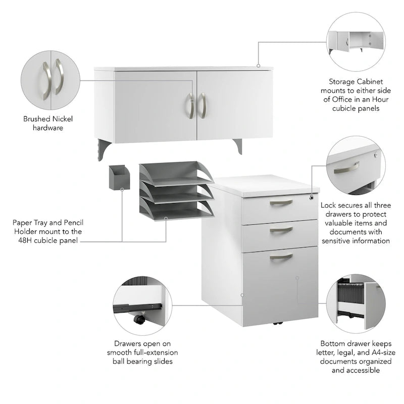 Storage Cabinet with 3-Drawer Mobile File Cabinet and Desk Organizers