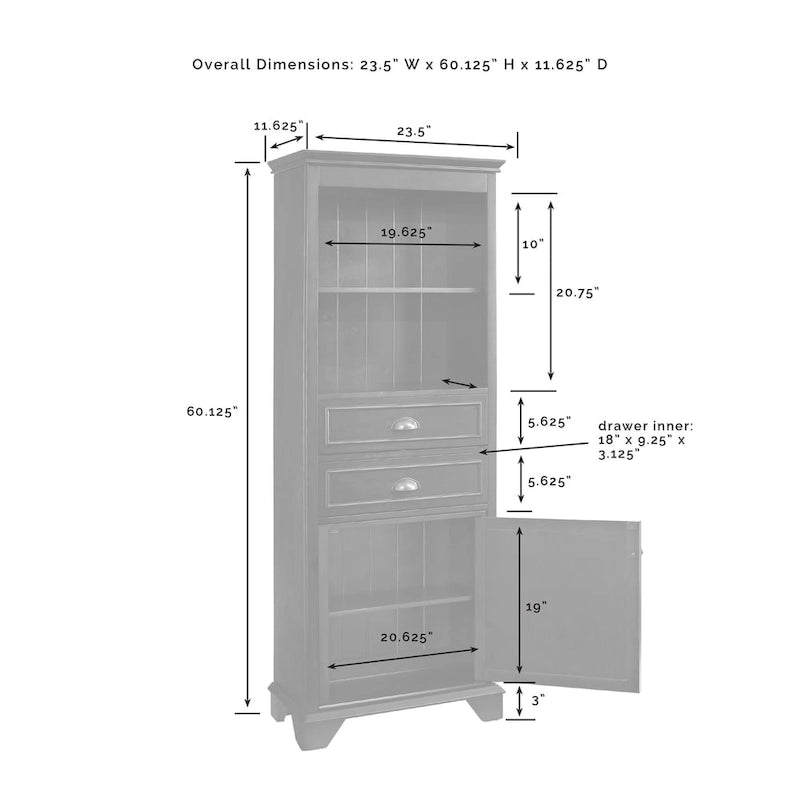 Tall Bathroom Storage Cabinet with 2 Drawers Open Shelves Louvered Door White