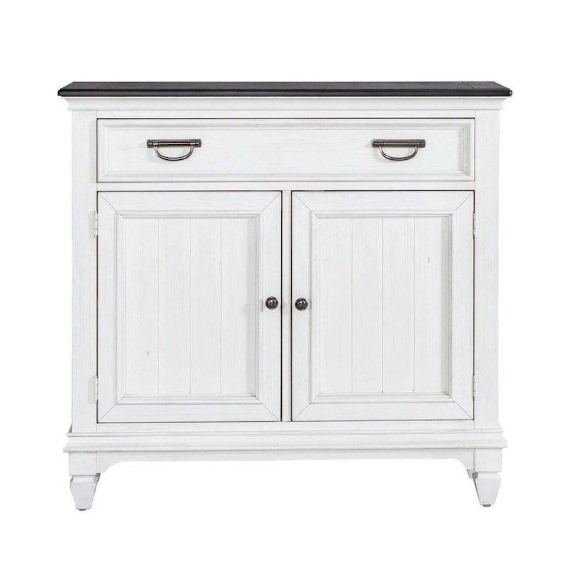 Wire Brushed White Two-Door Accent Hall Console with Charcoal Top
