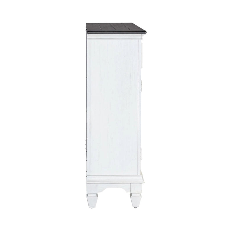 Wire Brushed White Two-Door Accent Hall Console with Charcoal Top