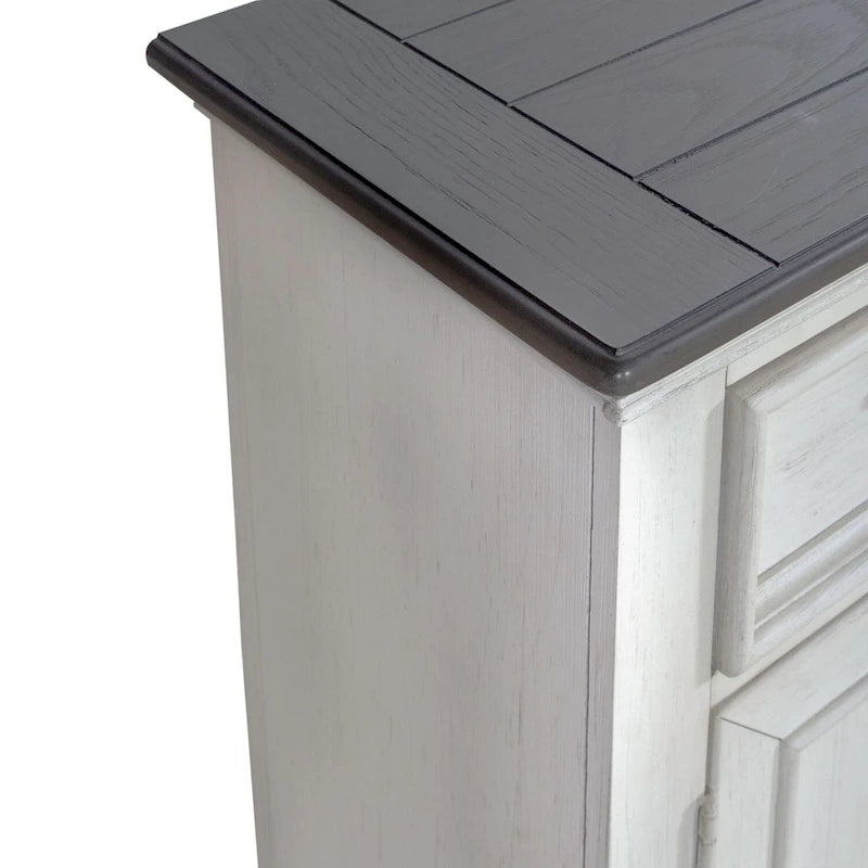 Wire Brushed White Two-Door Accent Hall Console with Charcoal Top