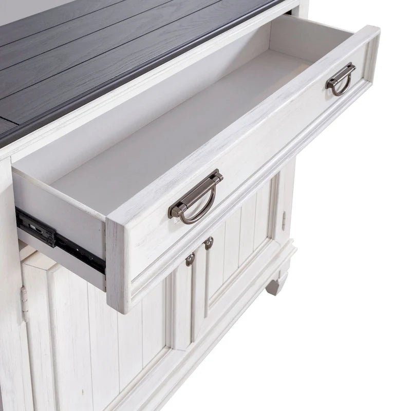 Wire Brushed White Two-Door Accent Hall Console with Charcoal Top