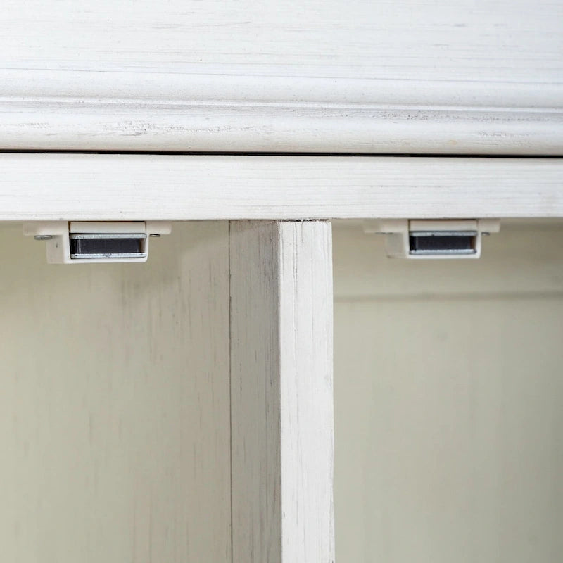 Wire Brushed White Two-Door Accent Hall Console with Charcoal Top