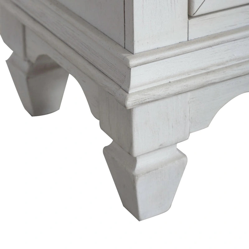 Wire Brushed White Two-Door Accent Hall Console with Charcoal Top
