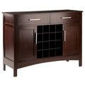 Cappuccino Solid Wood Buffet Cabinet with Wine Grid and Storage Drawers