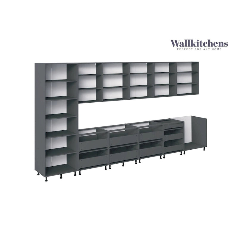 Modern Black Matte Wall and Base Kitchen Cabinet with Soft-Close Doors