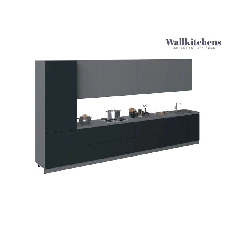 Modern Black Matte Wall and Base Kitchen Cabinet with Soft-Close Doors