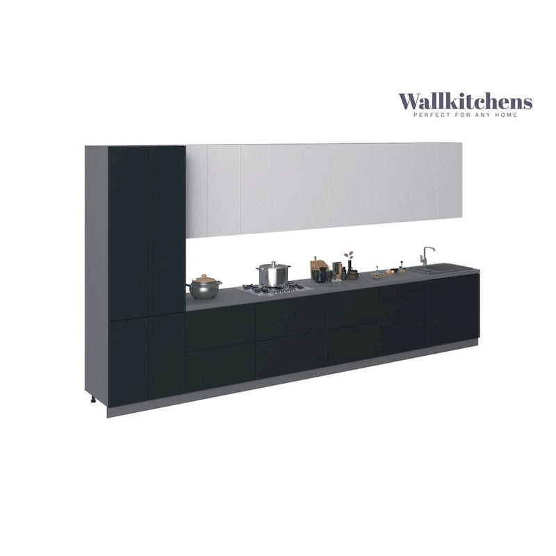 Modern Black Matte Wall and Base Kitchen Cabinet with Soft-Close Doors