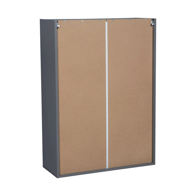 Grey Open Wall Cabinet with 4 Adjustable Shelves Double Door