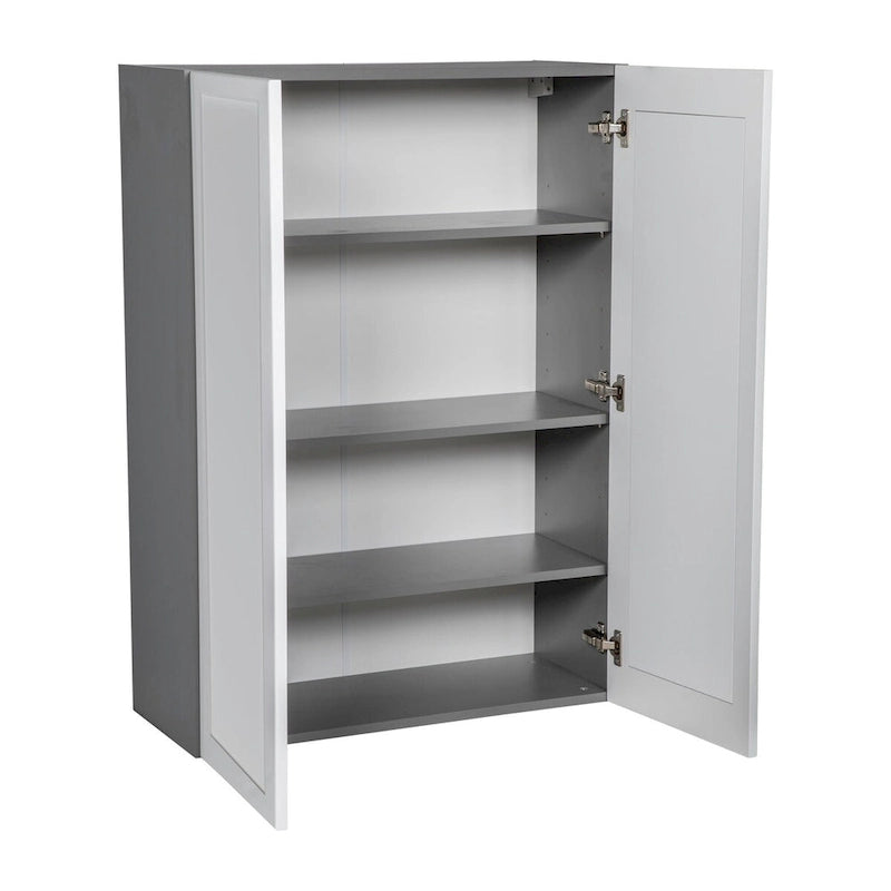 Grey Open Wall Cabinet with 4 Adjustable Shelves Double Door