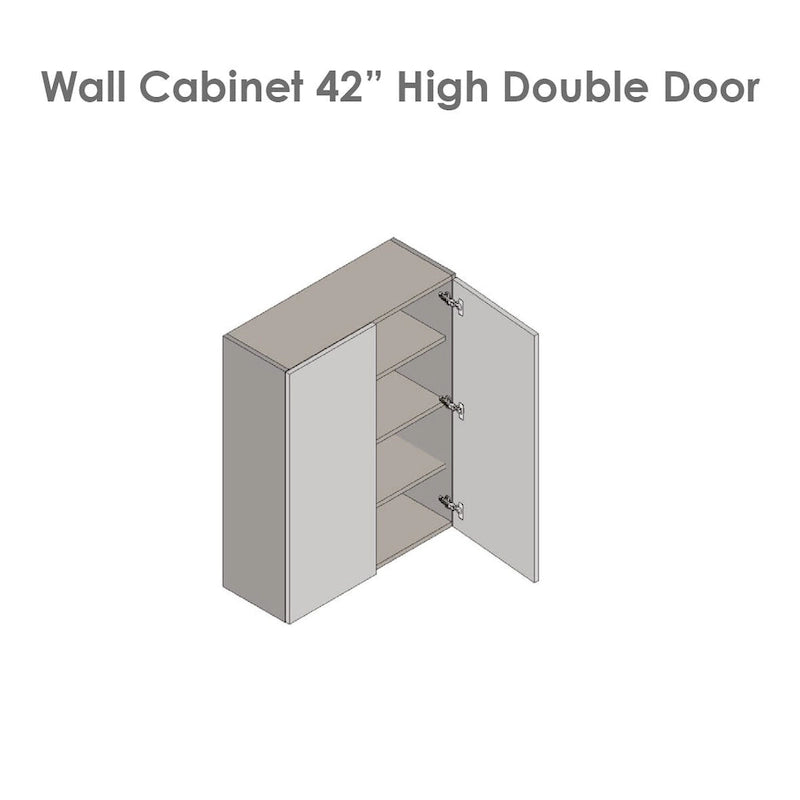 Grey Open Wall Cabinet with 4 Adjustable Shelves Double Door