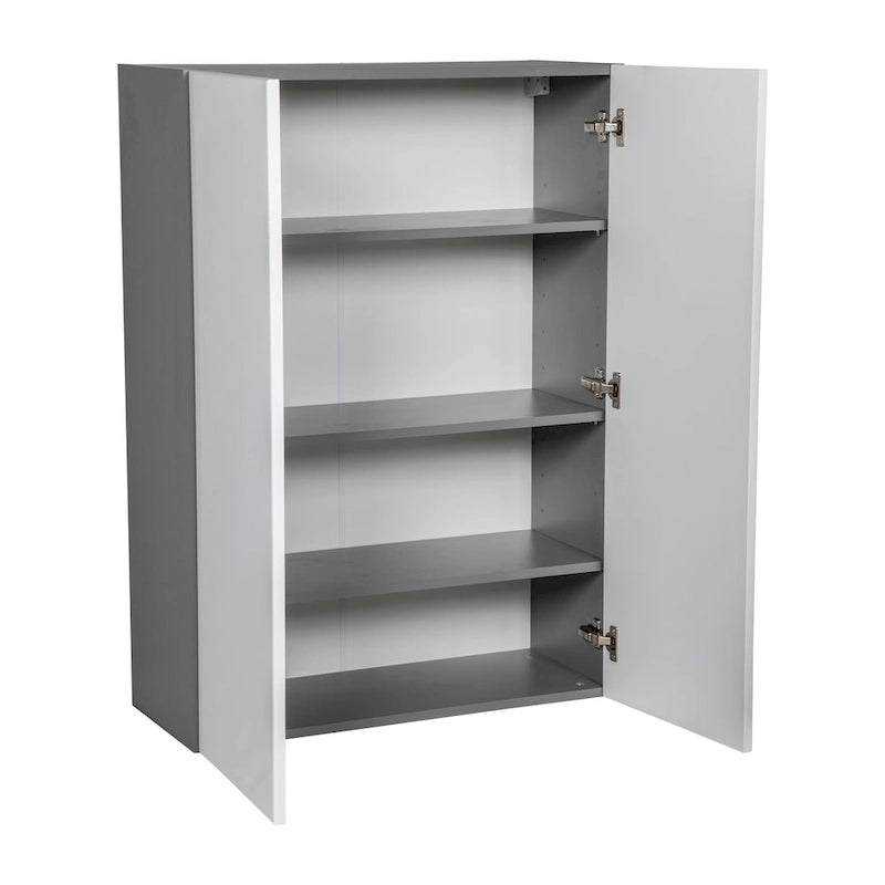 Grey Open Wall Cabinet with 4 Adjustable Shelves Double Door
