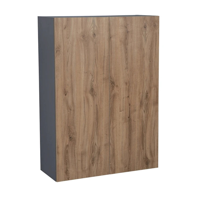 Grey Open Wall Cabinet with 4 Adjustable Shelves Double Door