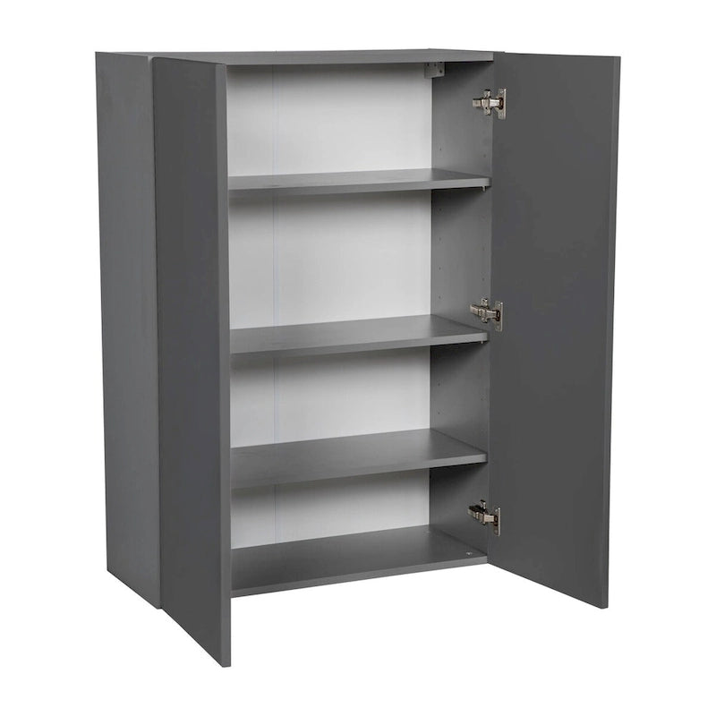 Grey Open Wall Cabinet with 4 Adjustable Shelves Double Door