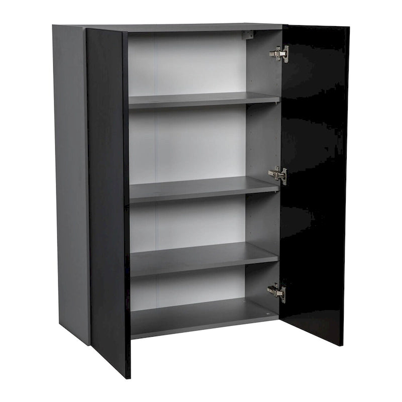 Grey Open Wall Cabinet with 4 Adjustable Shelves Double Door
