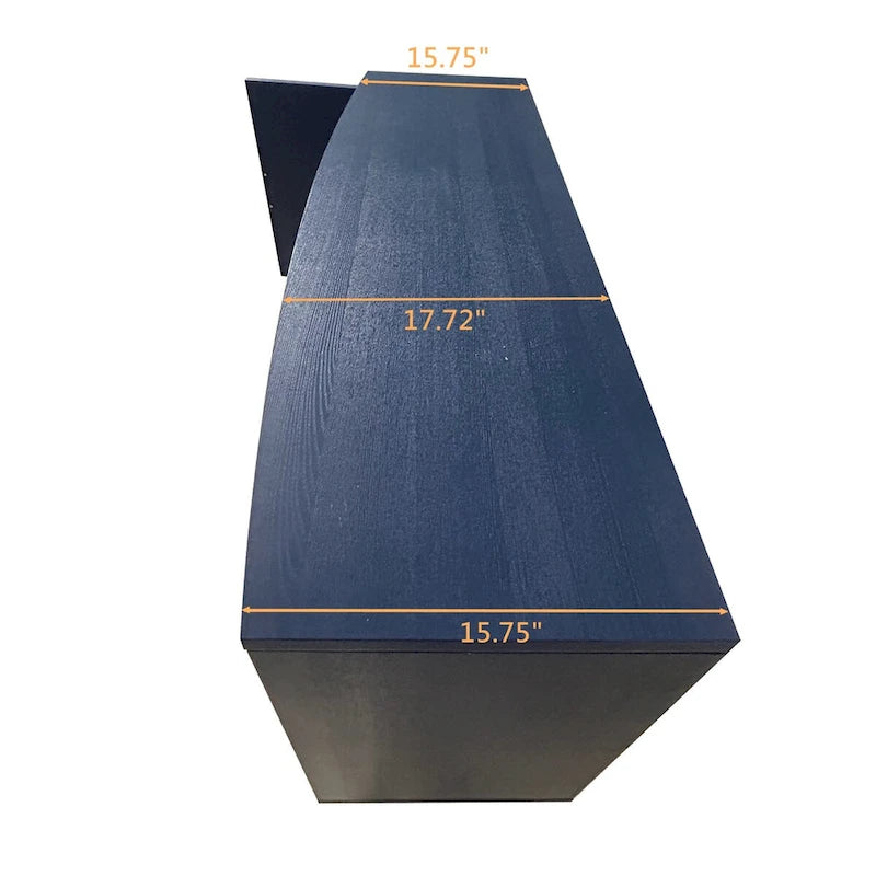 Navy Blue 2-Door 3-Drawer Carved Storage Cabinet with Gold Handles