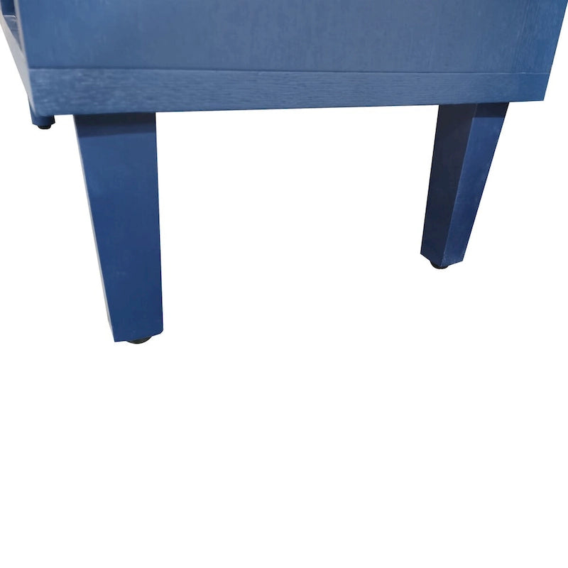 Navy Blue 2-Door 3-Drawer Carved Storage Cabinet with Gold Handles