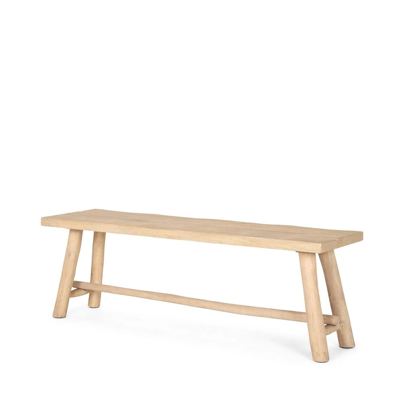 Light Brown Solid Mango Wood Craftsman Bench with Eucalyptus Legs