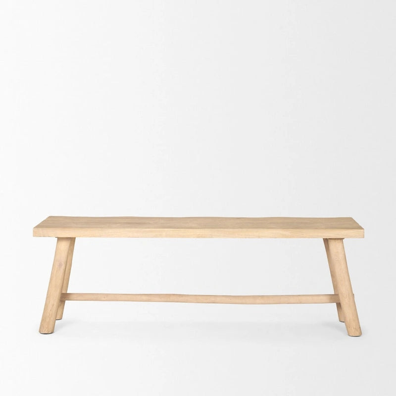 Light Brown Solid Mango Wood Craftsman Bench with Eucalyptus Legs