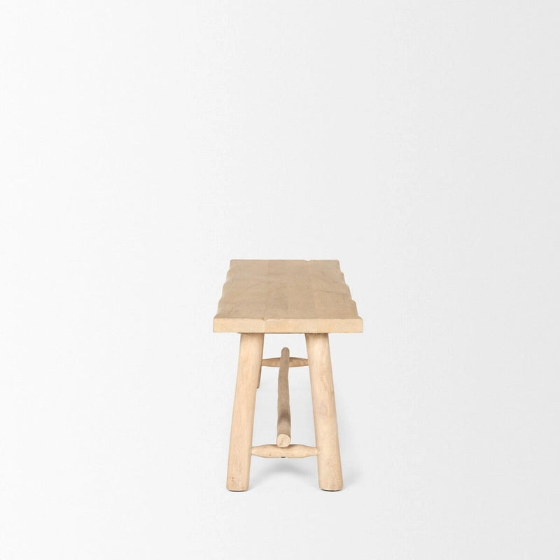 Light Brown Solid Mango Wood Craftsman Bench with Eucalyptus Legs