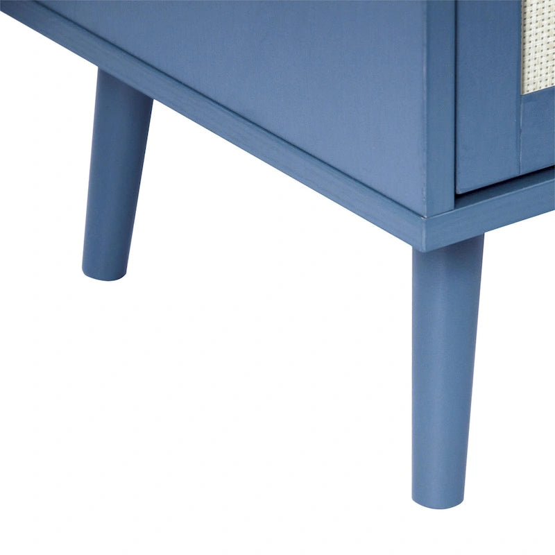 Rattan-Aufbewahrungsschrank mit 3 Schubladen und Beinen aus Kiefernholz, mehrfarbig