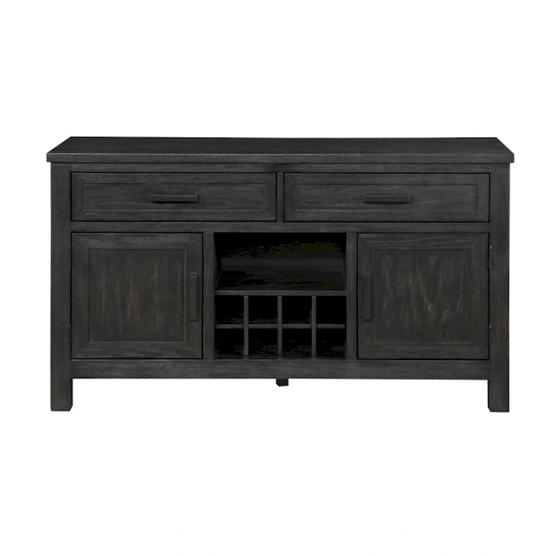 54 Inch Antique Black Sideboard Server Buffet with Wine Rack and Cabinets