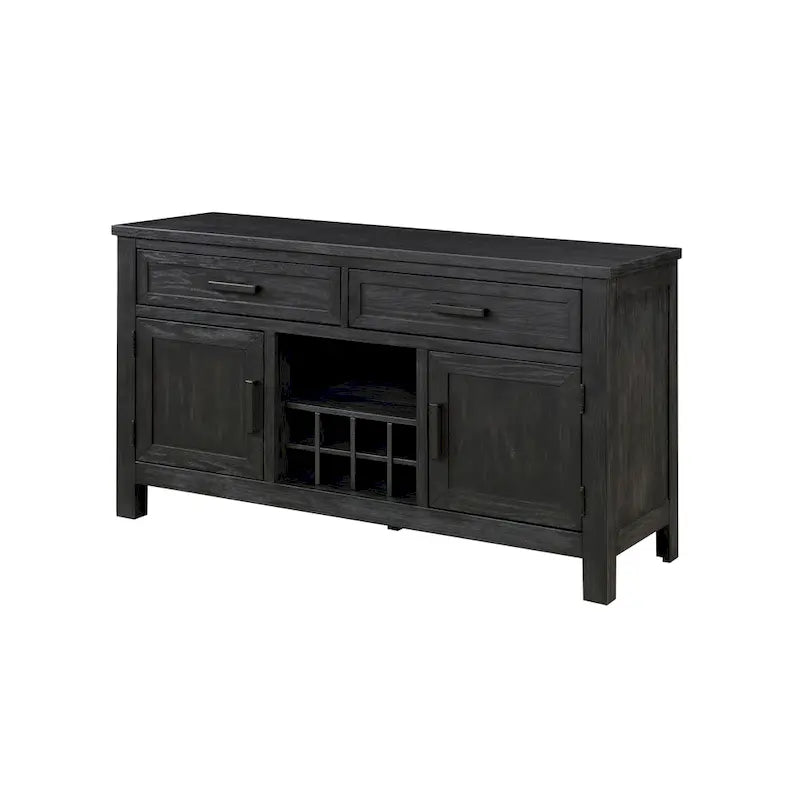 54 Inch Antique Black Sideboard Server Buffet with Wine Rack and Cabinets