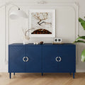 4-türiges MDF-Sideboard-Buffet mit Türen mit skulpturierten Paneelen, Blau/Grau