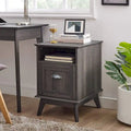 Moderne Holz-Aktenkommode im Mid-Century-Stil mit offenem Fach und Schublade