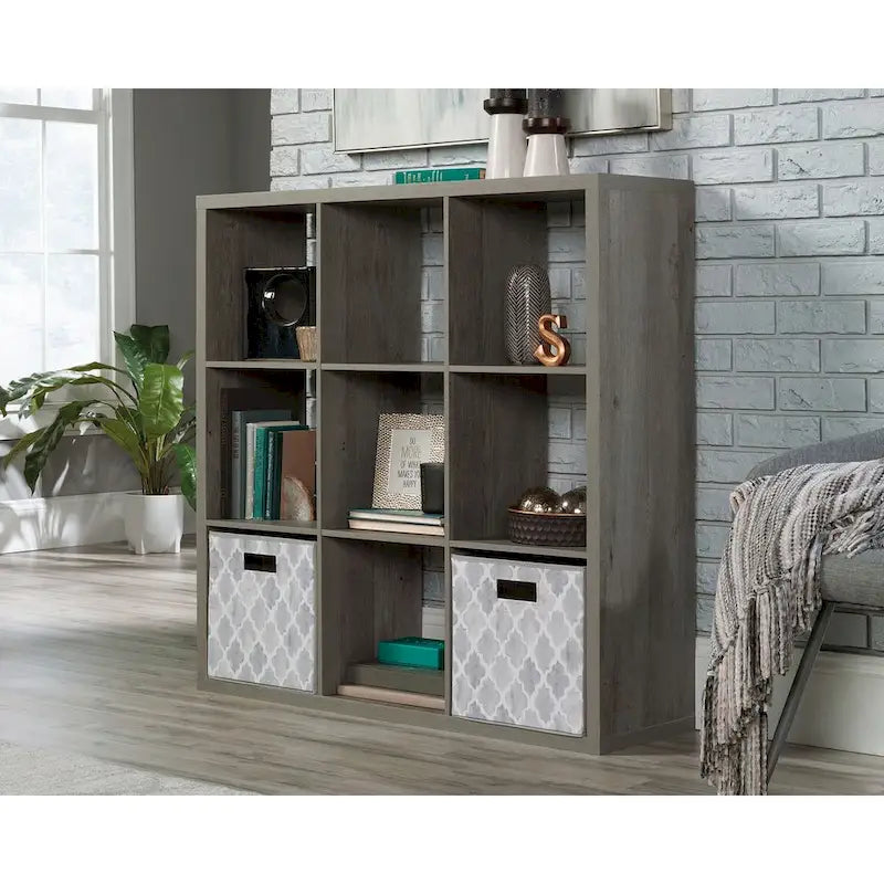 9-Cube Storage Bookcase Open Cubby Shelf Organizer Rural Pine Mystic Oak