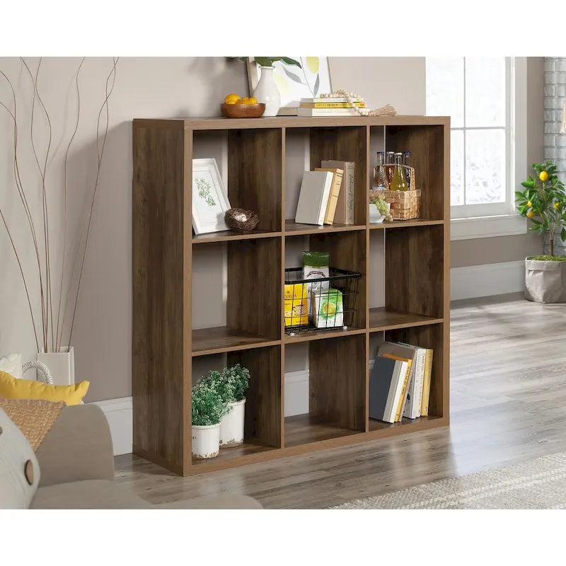 9-Cube Storage Bookcase Open Cubby Shelf Organizer Rural Pine Mystic Oak
