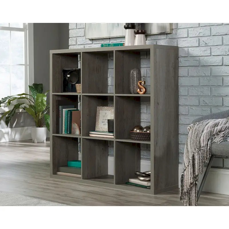 9-Cube Storage Bookcase Open Cubby Shelf Organizer Rural Pine Mystic Oak