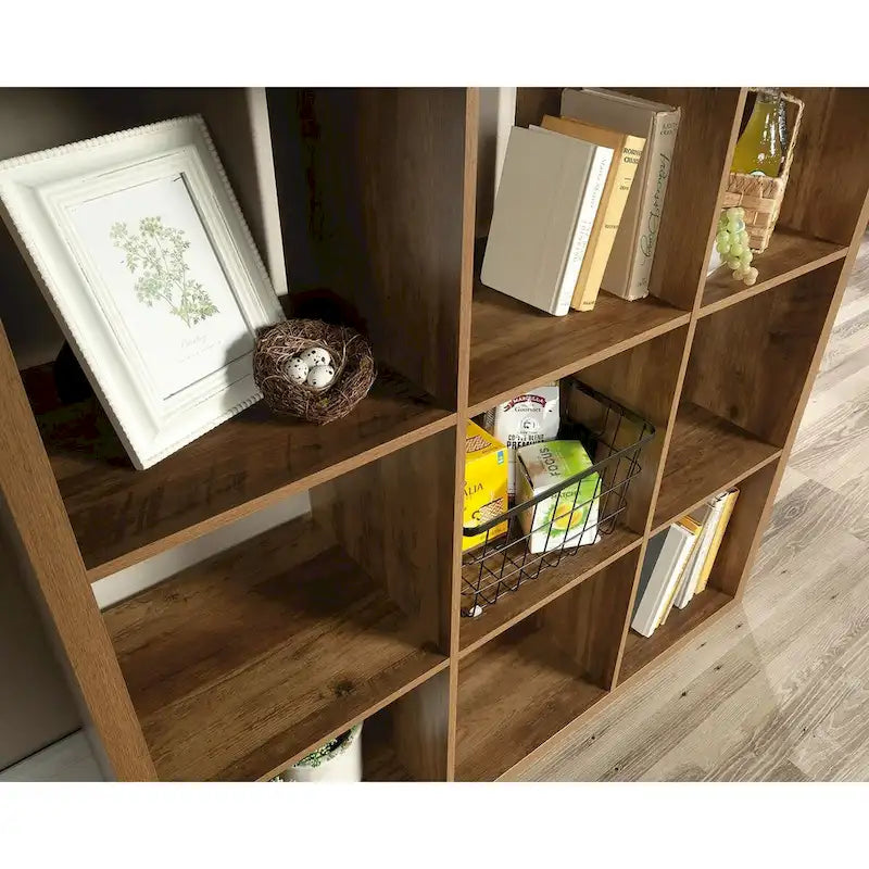 9-Cube Storage Bookcase Open Cubby Shelf Organizer Rural Pine Mystic Oak