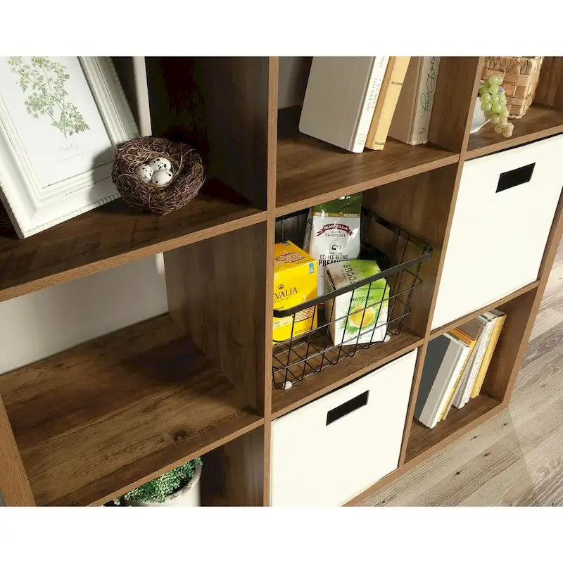 9-Cube Storage Bookcase Open Cubby Shelf Organizer Rural Pine Mystic Oak