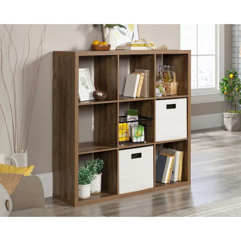 9-Cube Storage Bookcase Open Cubby Shelf Organizer Rural Pine Mystic Oak