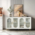 4-Door Fluted Glass Sideboard Buffet Cabinet with Adjustable Shelves, White