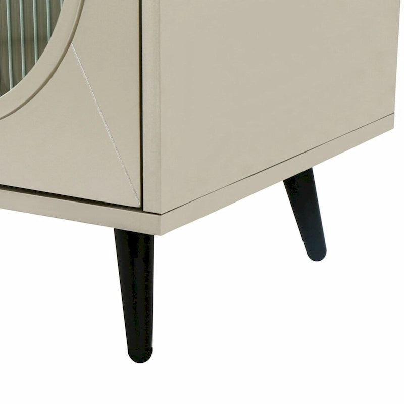 4-Door Fluted Glass Sideboard Buffet Cabinet with Adjustable Shelves, White