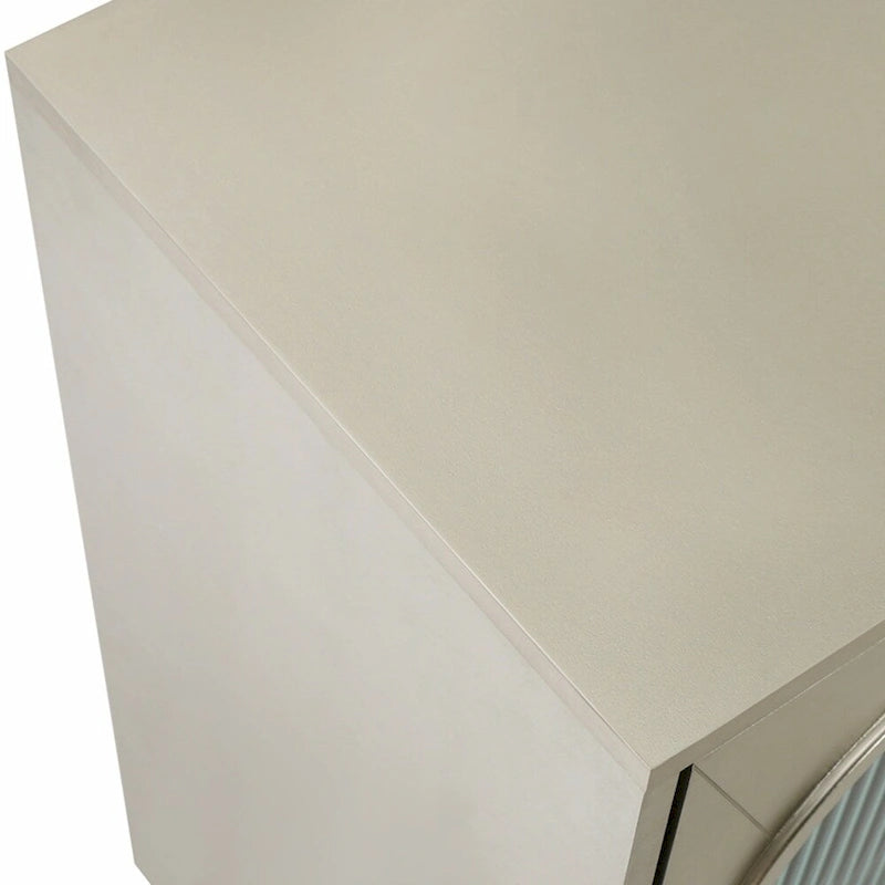 4-Door Fluted Glass Sideboard Buffet Cabinet with Adjustable Shelves, White