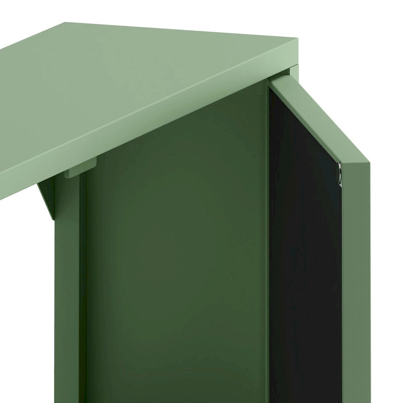 Wall Mounted Double Door Mirror Cabinet with Iron Frame and Storage Shelves Green Black