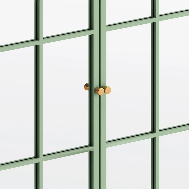 Wall Mounted Double Door Mirror Cabinet with Iron Frame and Storage Shelves Green Black