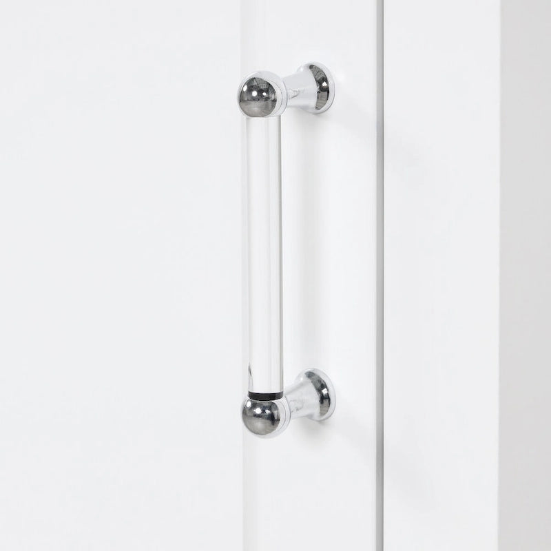 White Freestanding Tall Storage Cabinet with Two Drawers and Adjustable Shelf