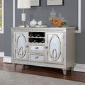 Glam Silver Mirrored Sideboard Server with Wine Rack and Storage Drawers