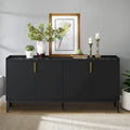 63-Inch Wood Sideboard Cabinet with Gold Handles and Tapered Legs