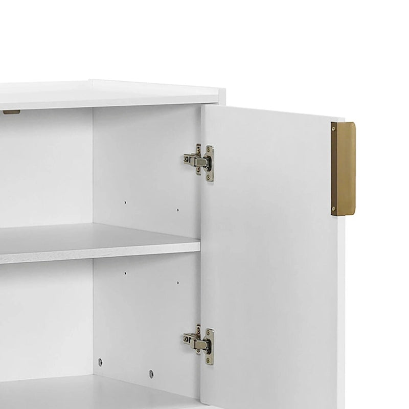 63-Inch Wood Sideboard Cabinet with Gold Handles and Tapered Legs