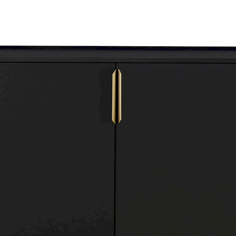 63-Inch Wood Sideboard Cabinet with Gold Handles and Tapered Legs